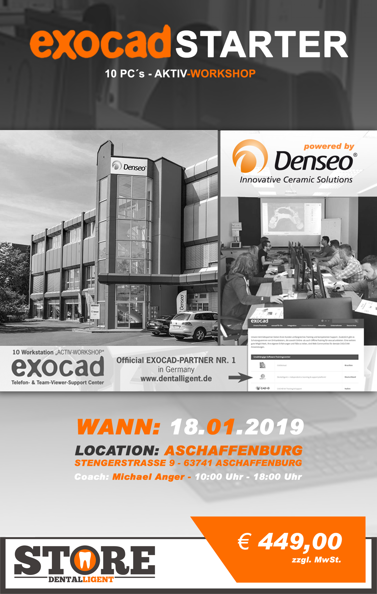 EXOCAD - STARTER - "AKTIV WORKSHOP" mit 10 PC´s -DENSEO GmbH