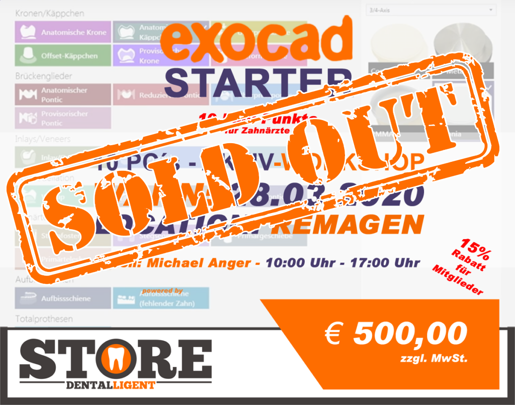 AUSVERKAUFT - EXOCAD - STARTER - "AKTIV WORKSHOP"