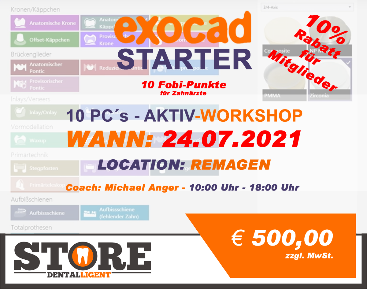 EXOCAD - STARTER - "AKTIV WORKSHOP" in REMAGEN