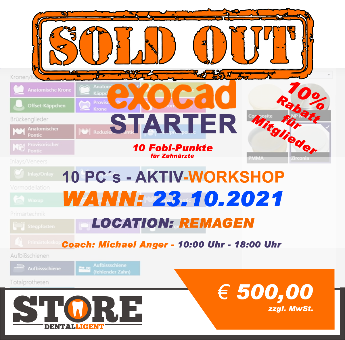 AUSVERKAUFT! - EXOCAD - STARTER - "AKTIV WORKSHOP" in REMAGEN