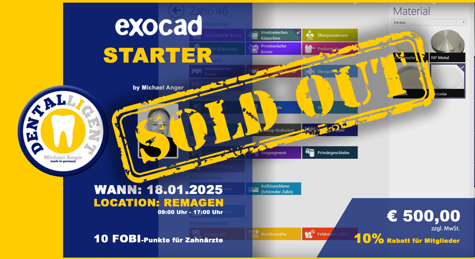 AUSVERKAUFT! EXOCAD – Starter aktiv Workshop
